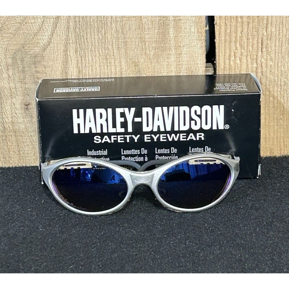 Harley Davidson Safety Eyeware Glasses HD100X LTD Flames Blue Mirror Lens B7